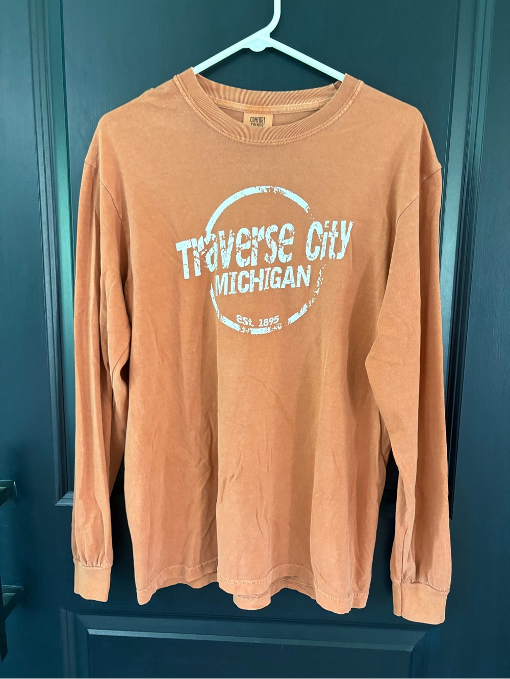 Comfort Colors Traverse City Michigan Long Sleeve Tee Rust Color 100% Cotton